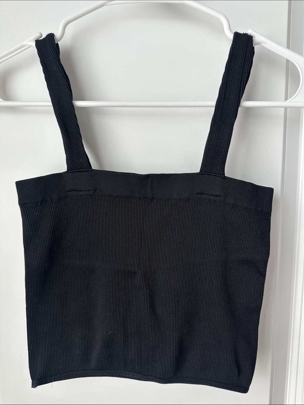 Intimately by Free People Black Ribbed Square Neck Tank Top